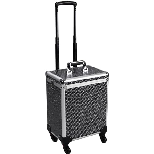 Silver Aluminum Rolling Makeup Train Case with 4 Removable Wheels Y65044