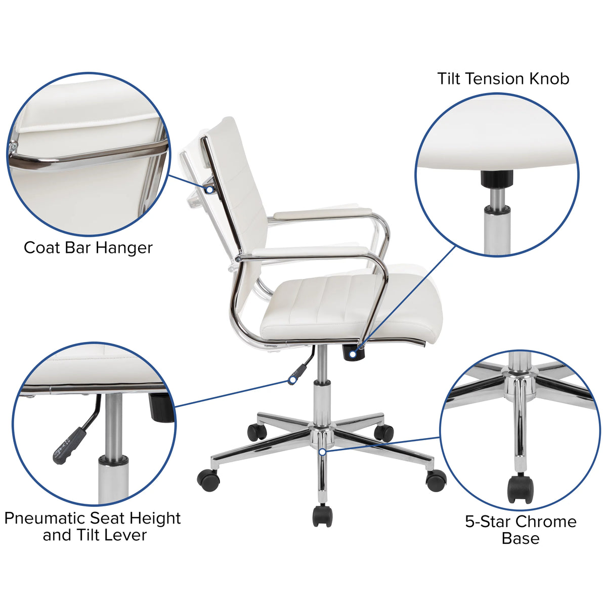 White Adjustable Computer Desk, Office Chair and Mobile Filing Cabinet K489509