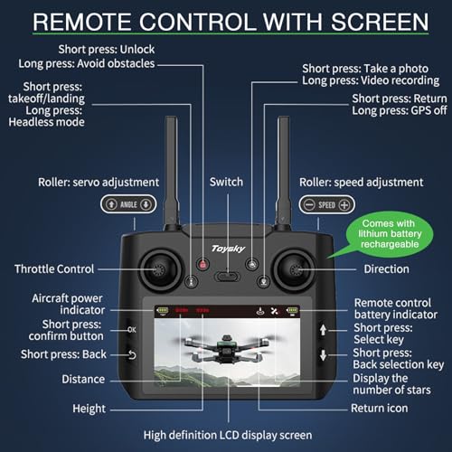 Foldable HD Camera Drone with Screen and 3 Batteries D68488
