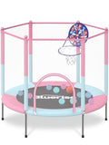 6FT Toddler Trampoline with Basketball Hoop and Enclosure Net Z907238