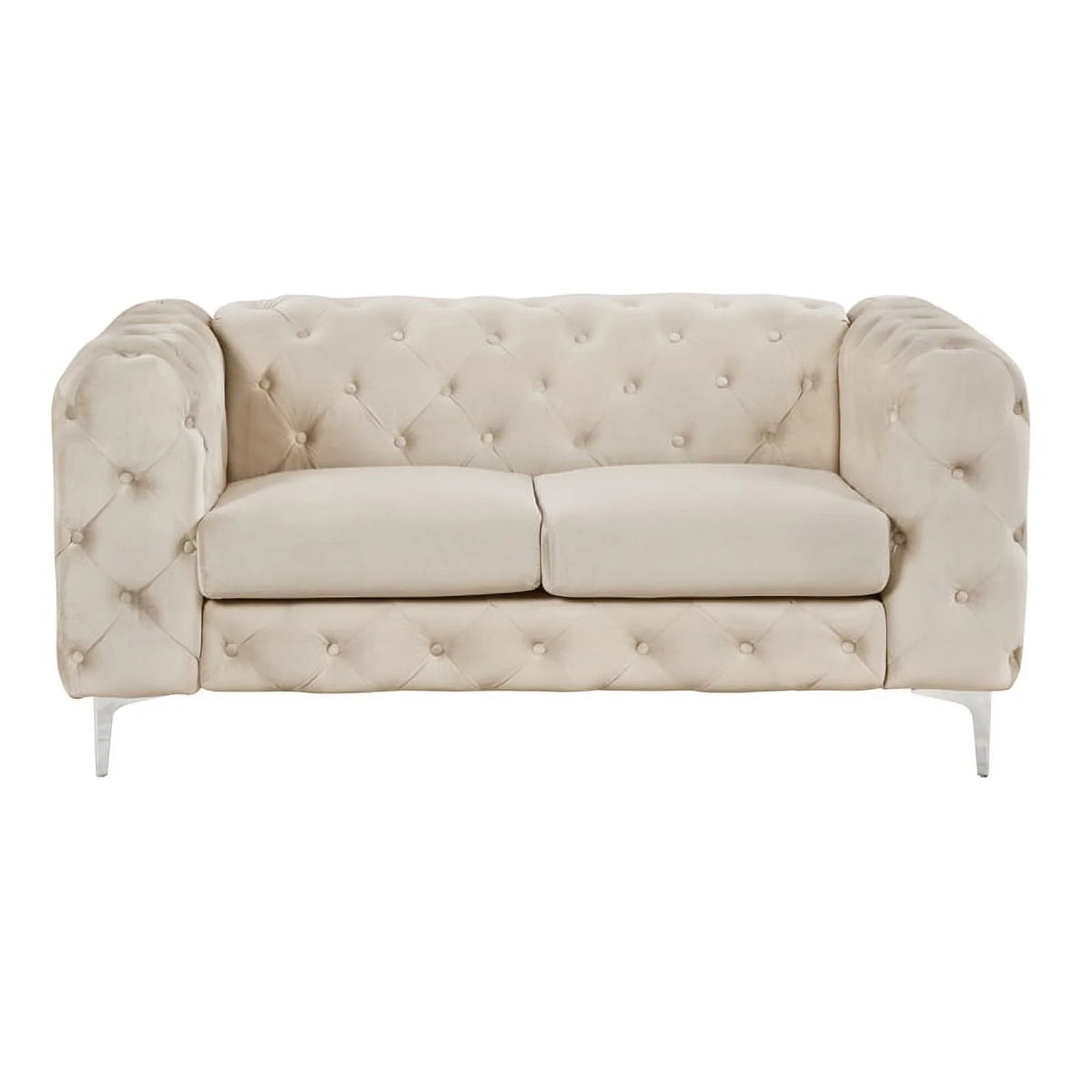 2-Piece Button Tufted Velvet Sofa Set Beige R489