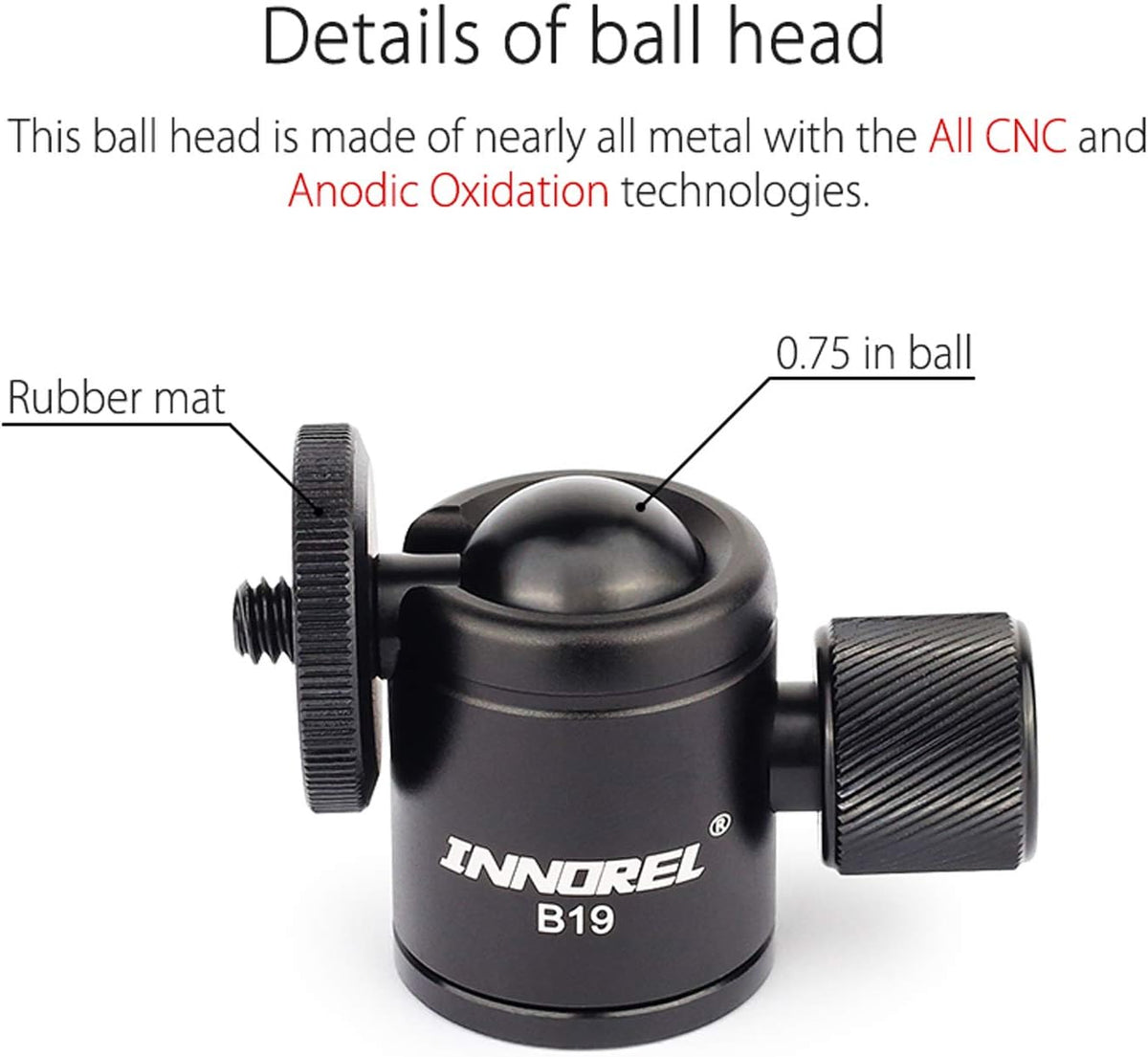 Mini Tripod Ball Head Metal Ballhead 360° Pan 90° Tilt with 3/8 to 1/4 Adapter CNC Ballheads, Max Load 6.61 lb T409