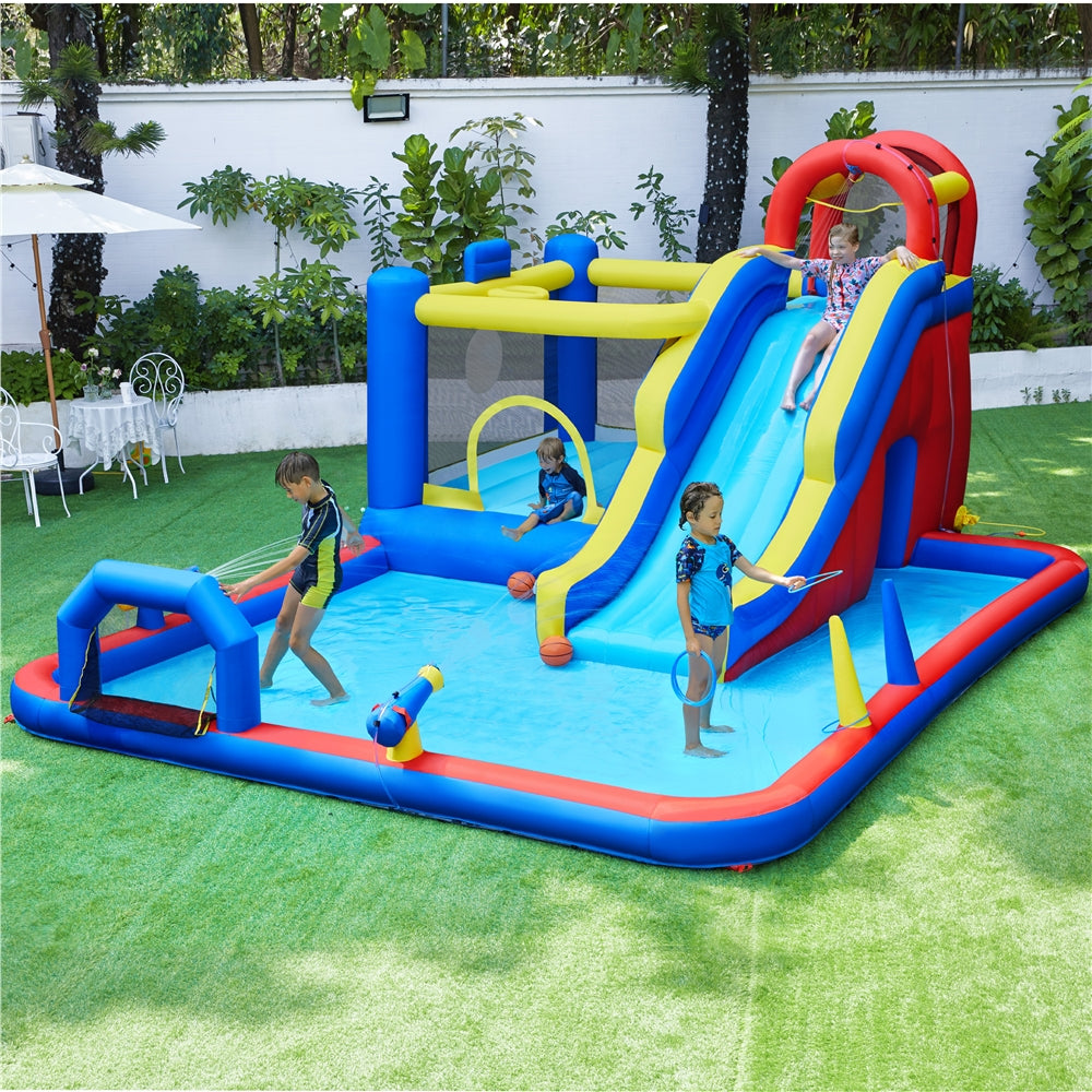 10-In-1 Inflatable Water Slide Bouncer with Blower & Storage Bag C5956