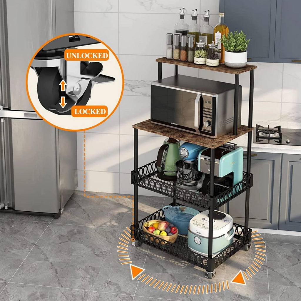 4-Tier Kitchen Bakers Rack with Wheels X128579