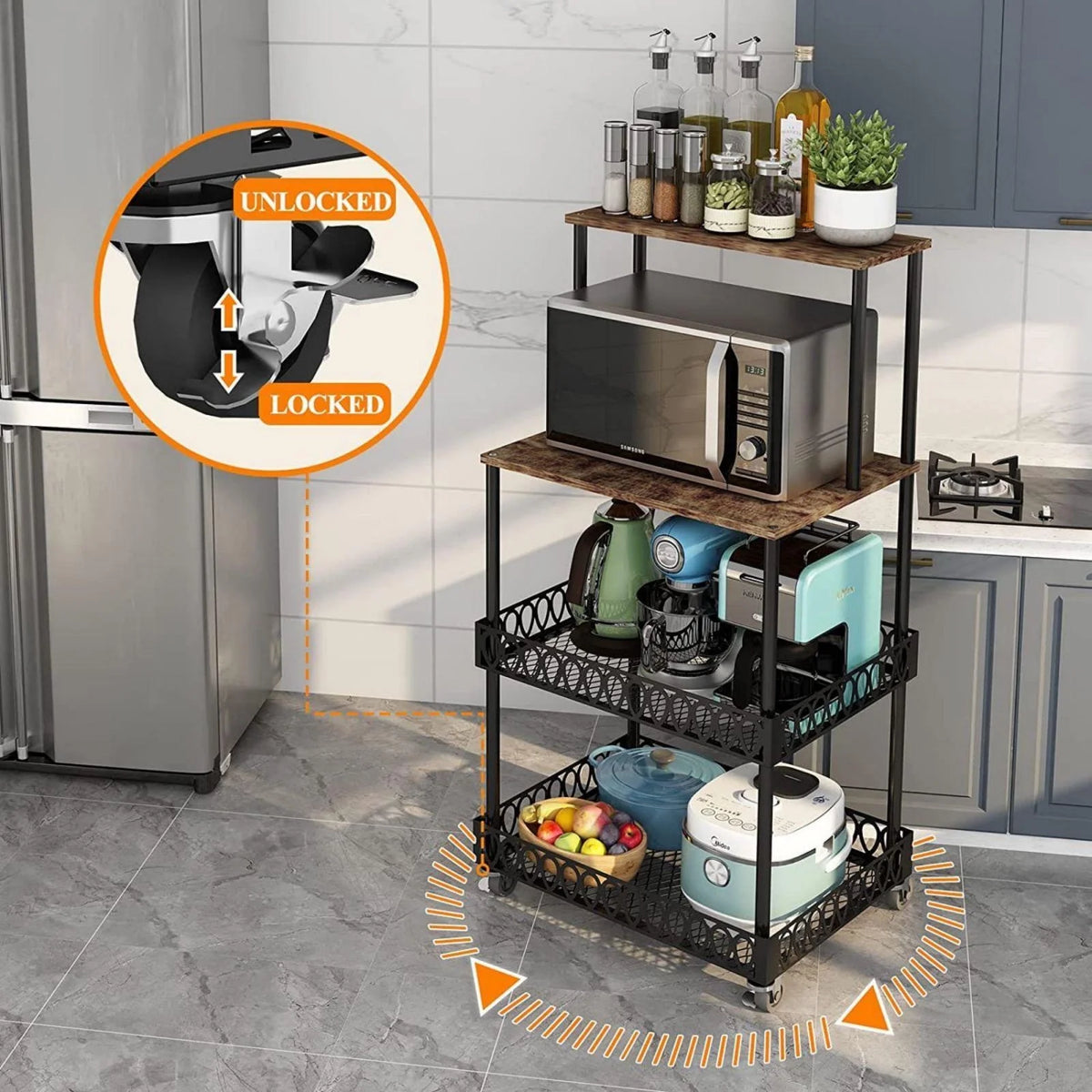 4-Tier Kitchen Bakers Rack with Wheels X128579