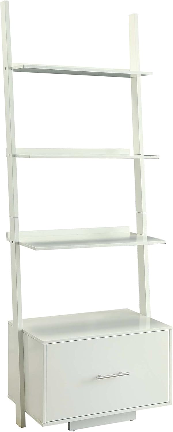 Black Ladder Bookcase with File Drawer N300733