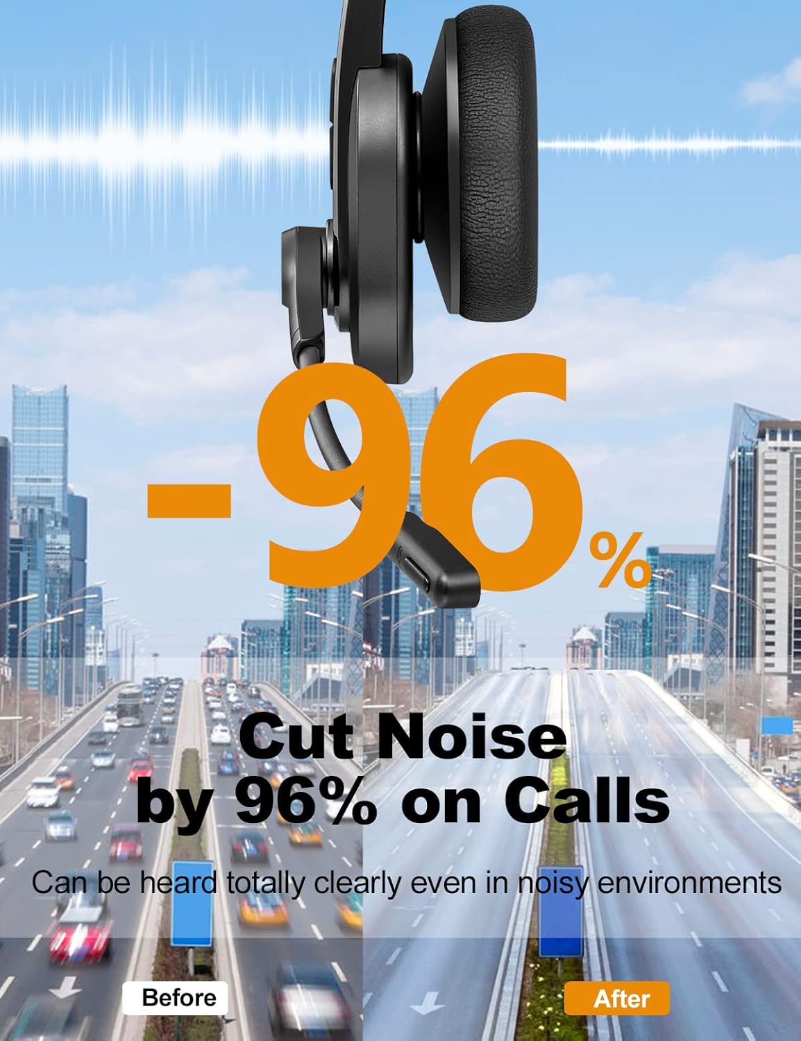 Bluetooth Headset with Microphone Noise Canceling Wireless Adapter (Black) I768852