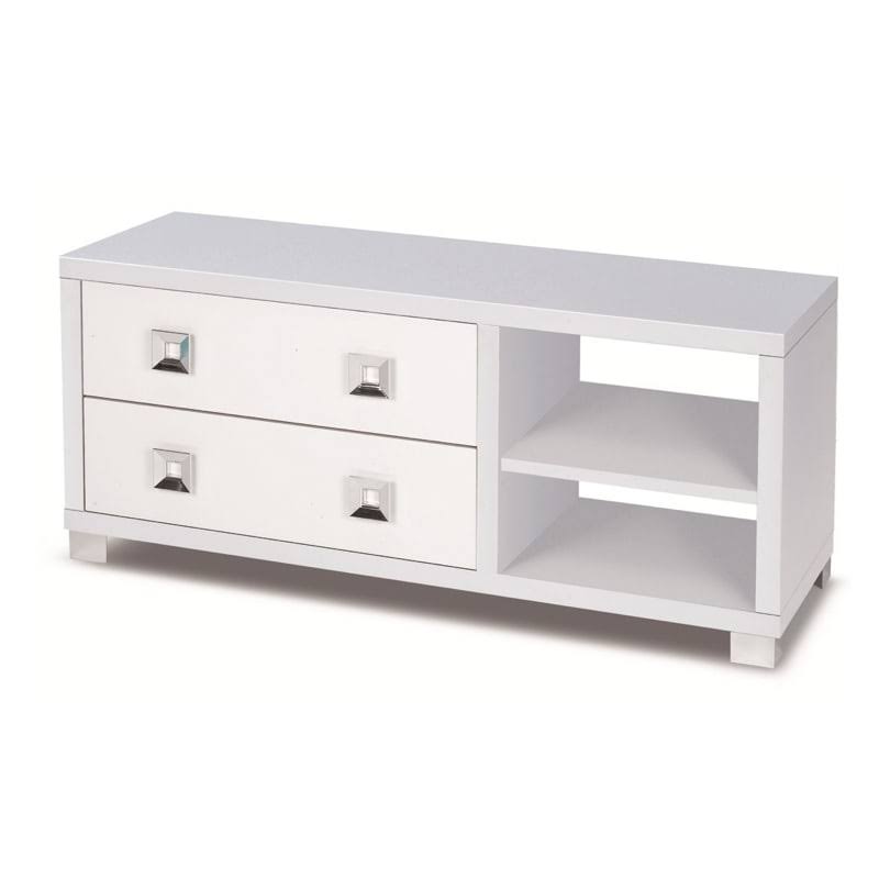Double 2 Drawer Cabinet Glossy White R5712