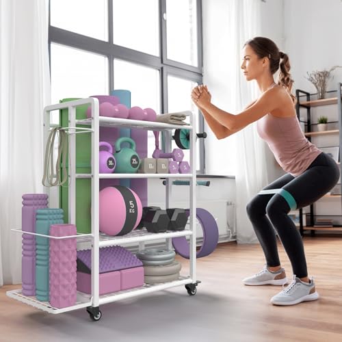 4-Tier Dumbbell Rack with Wheels and Hooks G90781