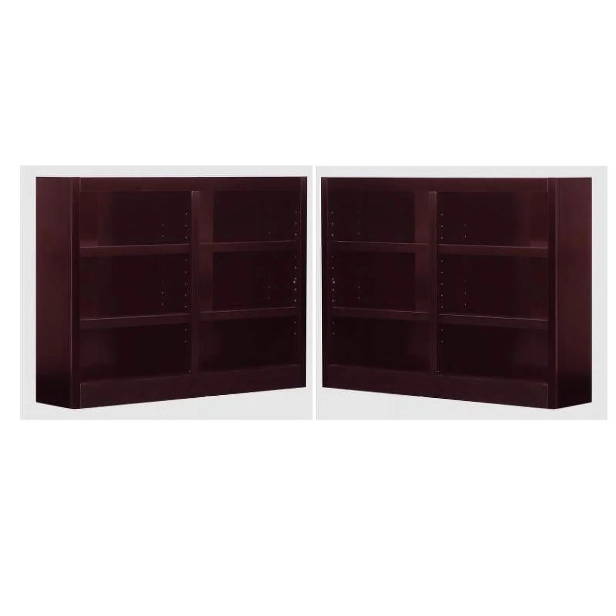 6-Shelf Double Wide Wood Bookcase Set M63526