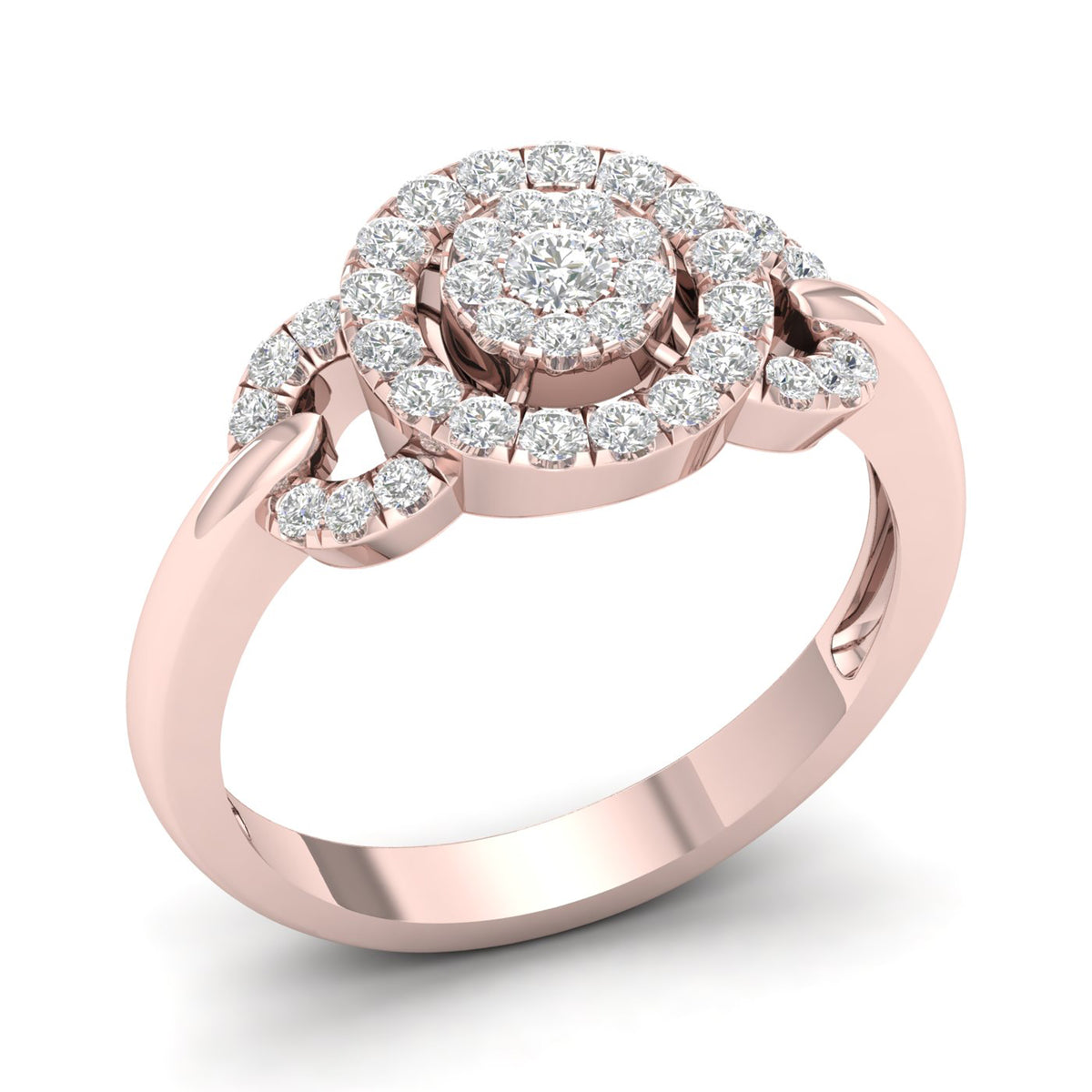 10K Rose Gold Diamond Cluster Engagement Ring Z72759