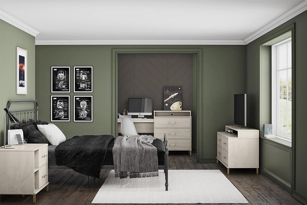 White Oak Dresser/Desk Combo with Wireless-charger V623