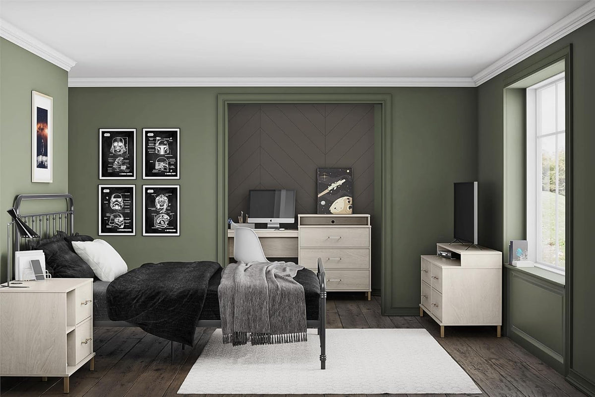 White Oak Dresser/Desk Combo with Wireless-charger V623