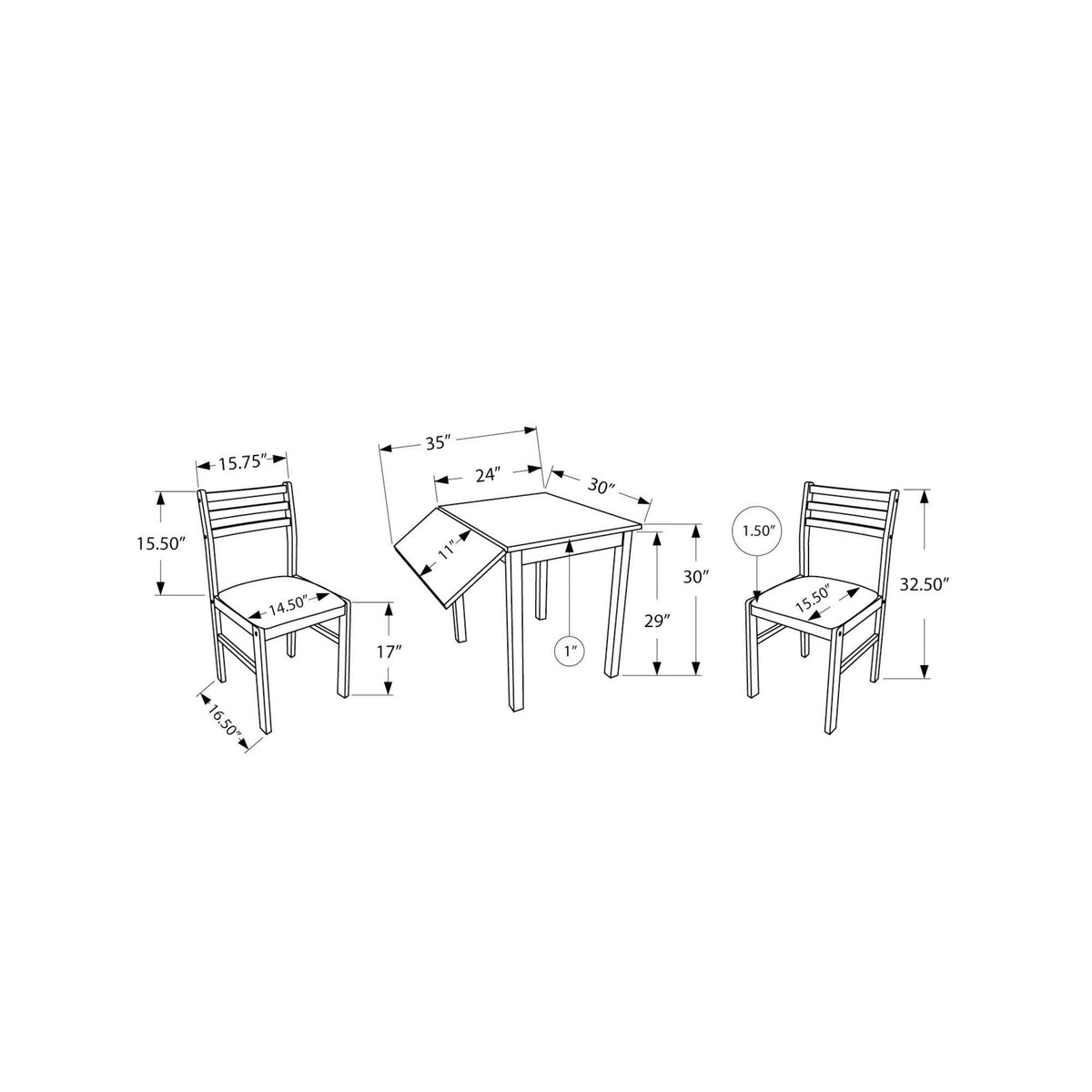 3 Piece Drop Leaf Dining Set V987516