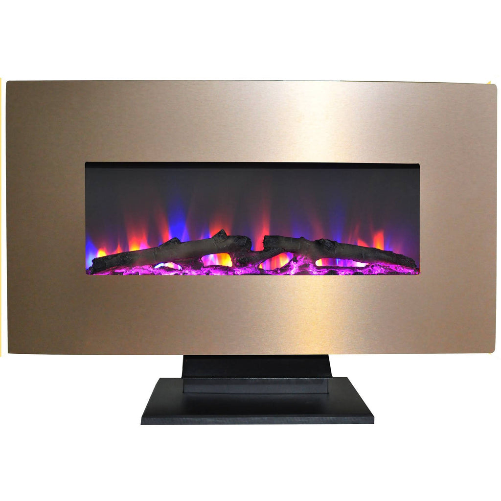 36 in. Metallic Electric Fireplace with Log Display N175