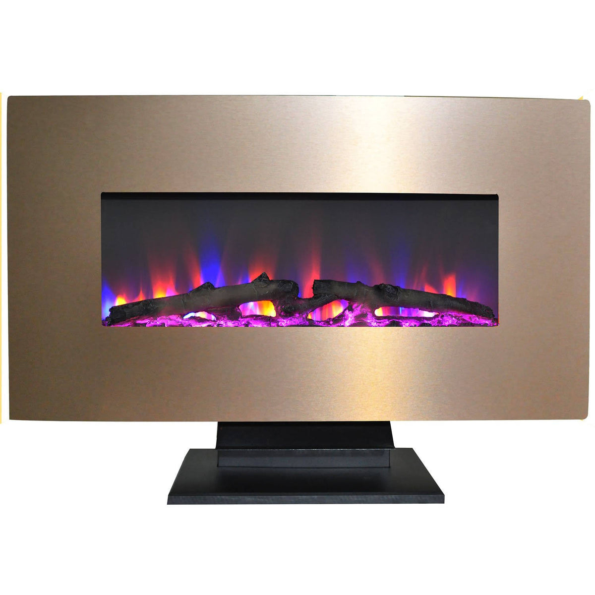 36 in. Metallic Electric Fireplace with Log Display N175