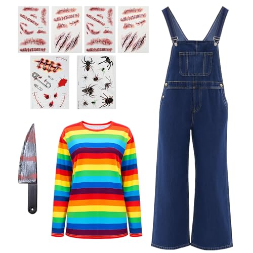 10 Pcs Halloween Costume Accessories Rainbow Long Sleeve Overalls I470213