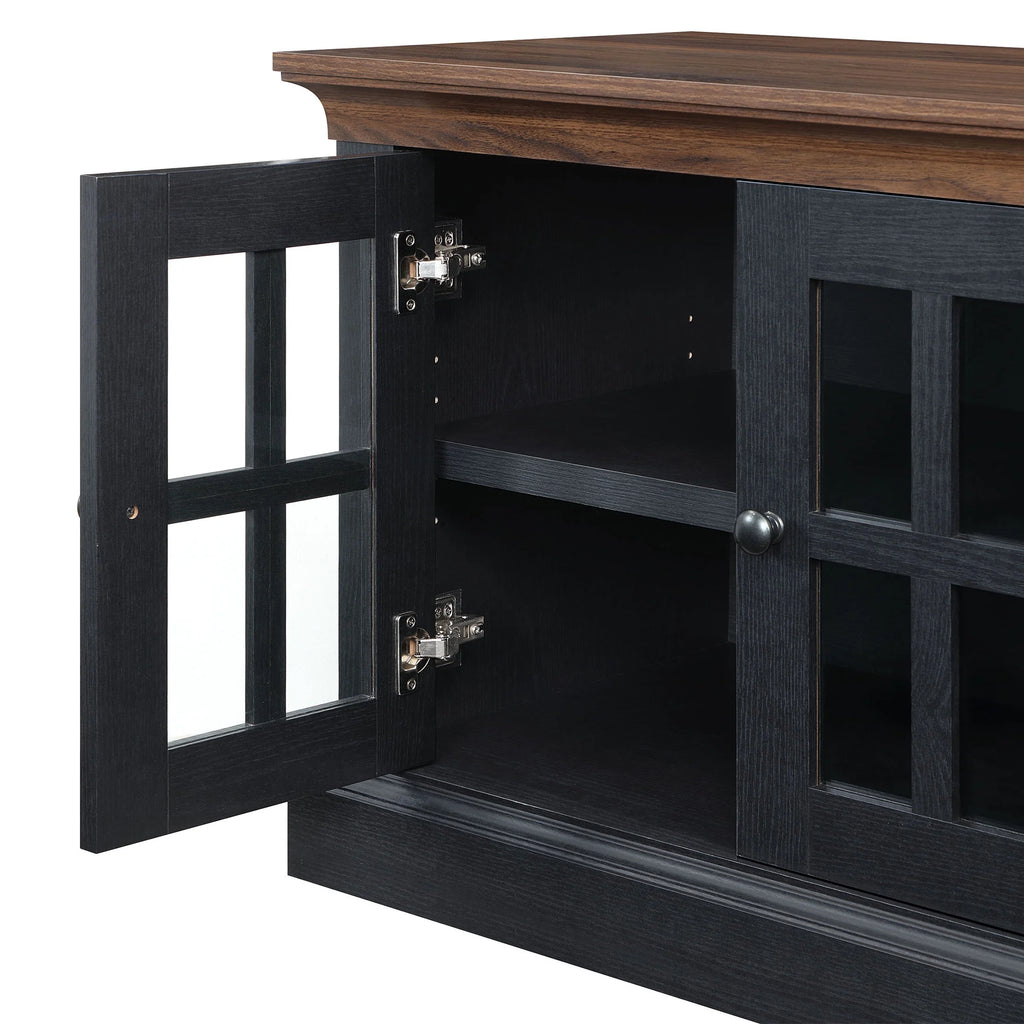4-door TV Stand for TVs up to 85", White/Walnut Finish B455757