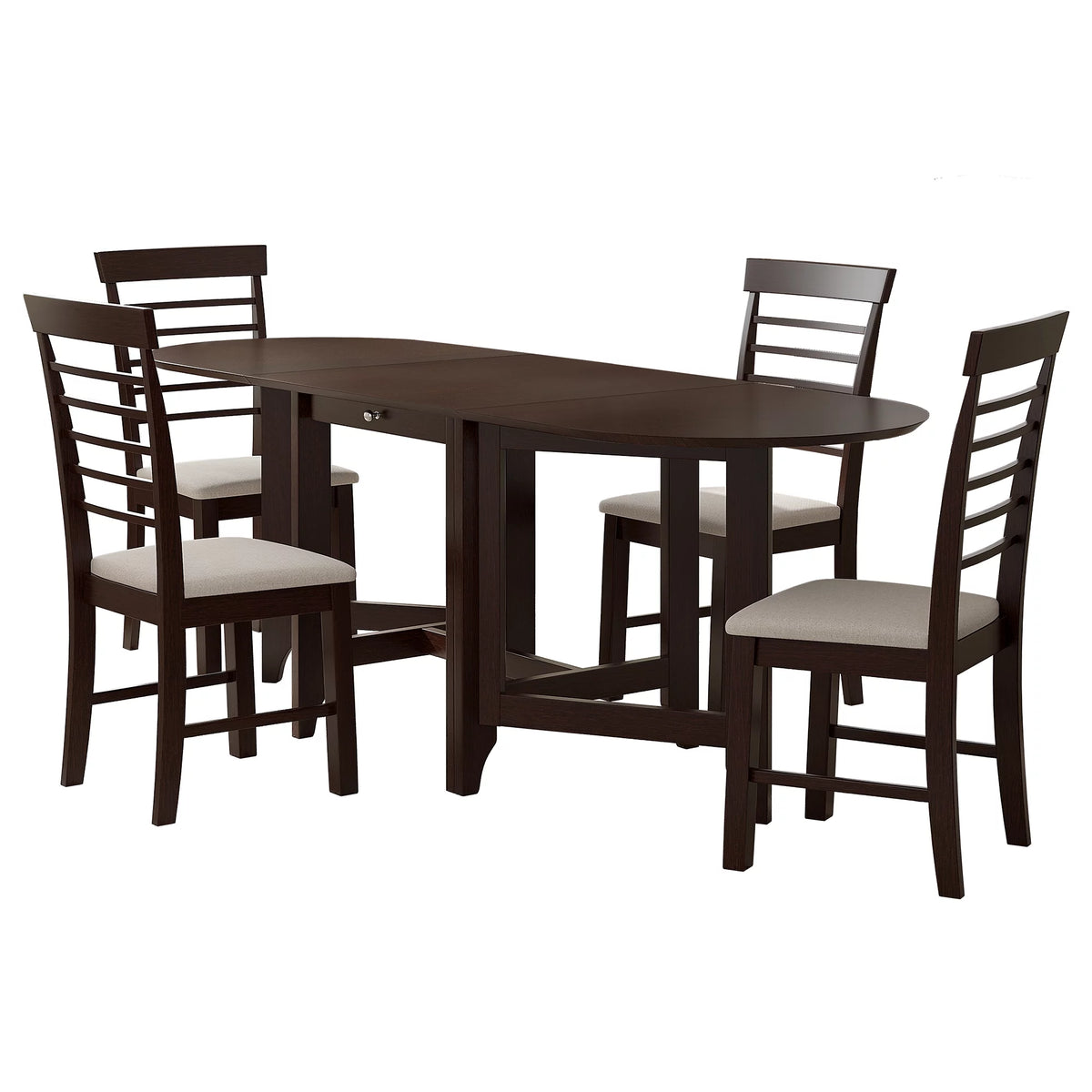 5 Piece Extendable Rubber Wood Dining Table and Chairs Set M18981