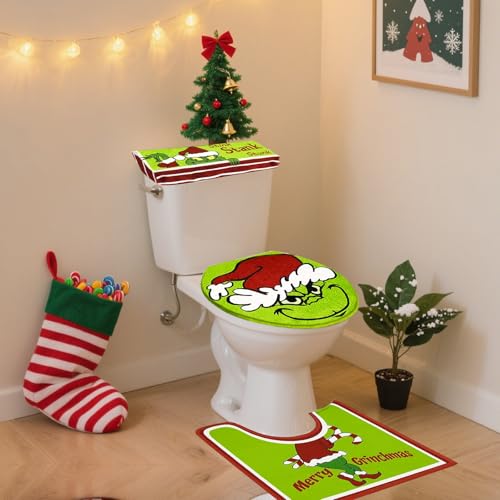 Christmas Toilet Seat Cover and Rug Set of 4 C456771