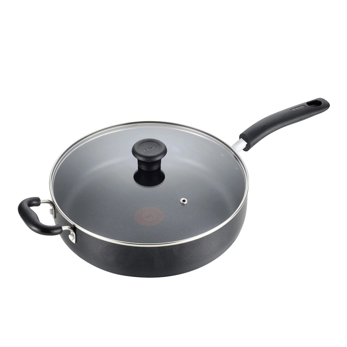 Nonstick Jumbo Cooker Saute Pan with Glass Lid, 5-Quart, Black X747