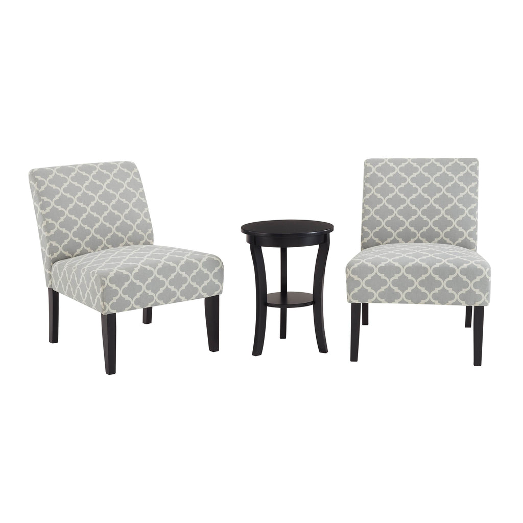 3pc Gray Fabric Side Table and 2 Chairs A4131