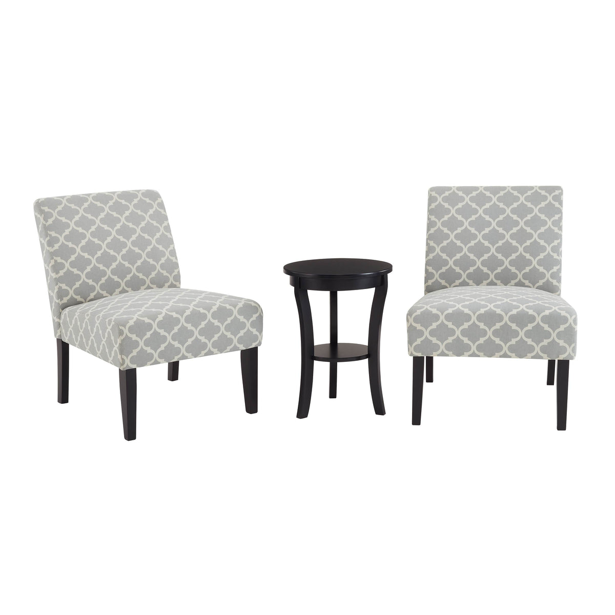 3pc Gray Fabric Side Table and 2 Chairs A4131