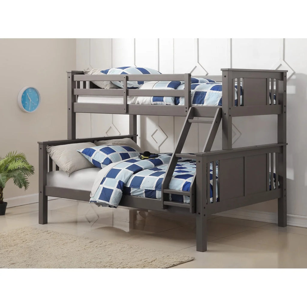 Wood Bunk Bed Twin-over-full Slate Gray S1043