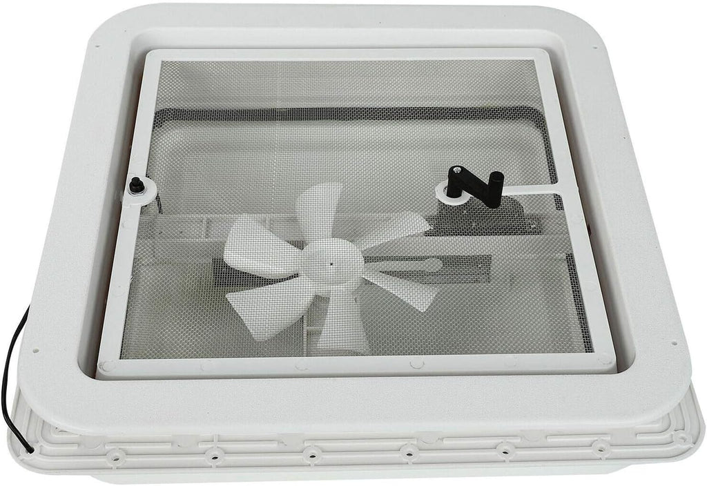 14 RV Roof Vent Cover Kit White Lid with 12V RV Vent Fan 6 Blades Z37187