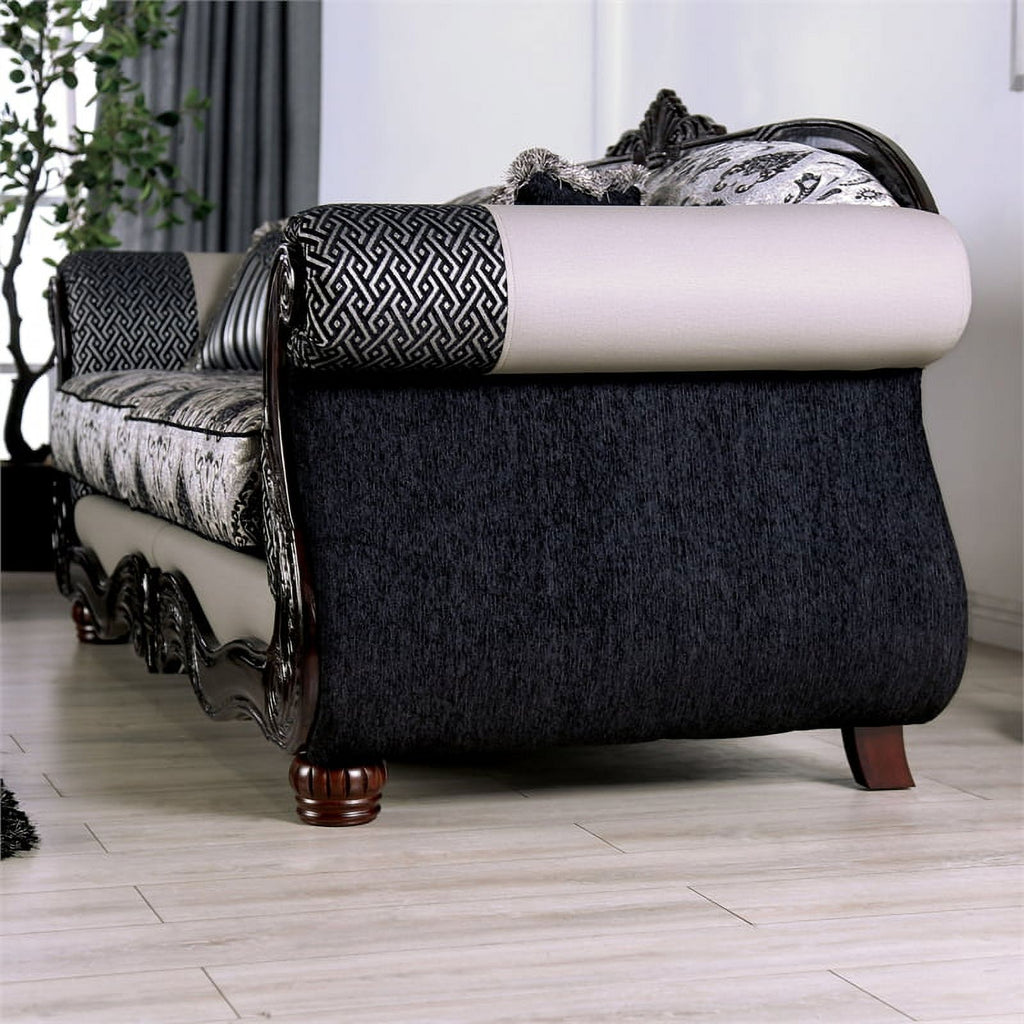 Black and Gray Chenille Upholstered 2-Piece Sofa Set R49882