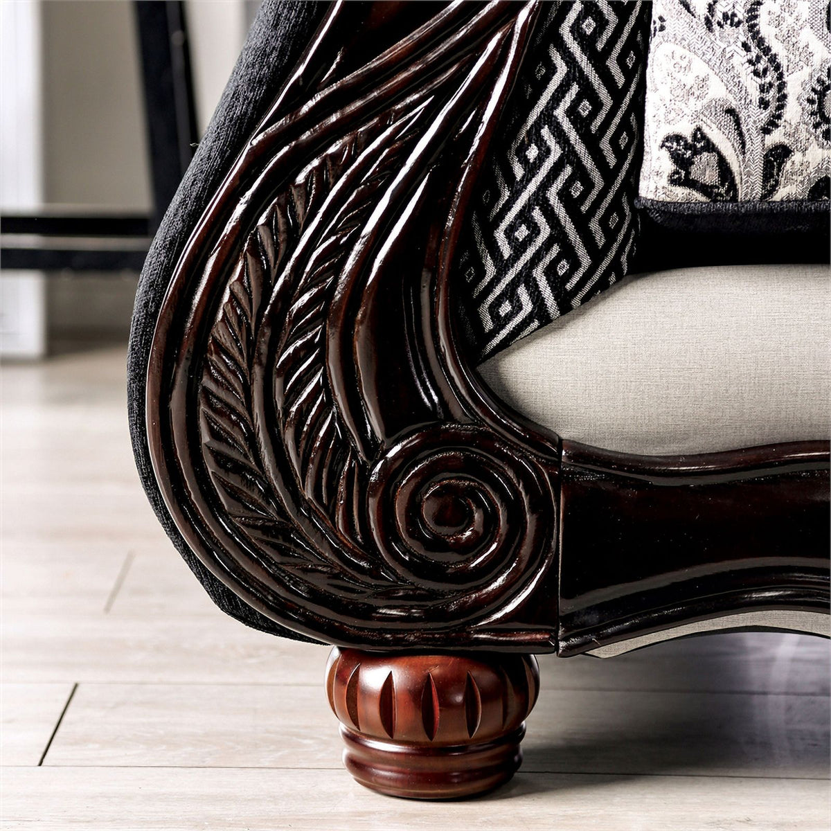 Black and Gray Chenille Upholstered 2-Piece Sofa Set R49882
