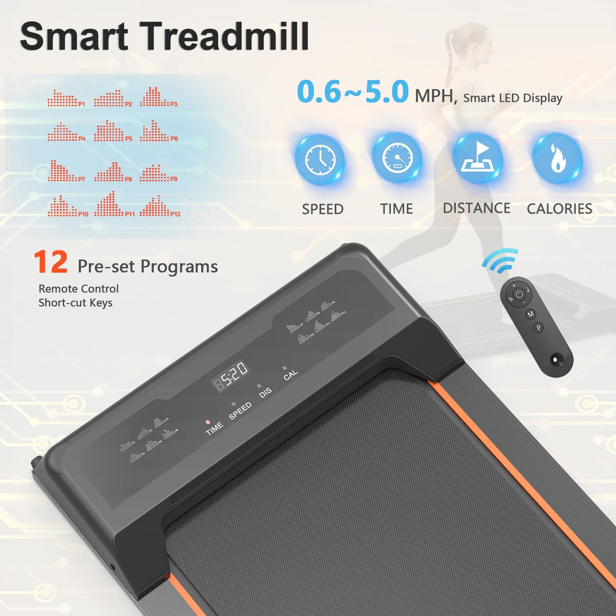 Portable Under Desk Walking Pad Treadmill with LED Display K854890