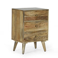 Handmade Mango Wood 3 Drawer Nightstand U466