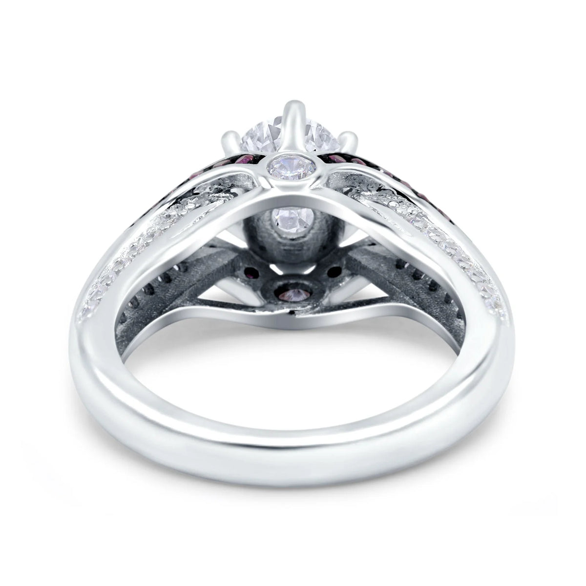 Split Shank Halo Oval Engagement Ring 925 Sterling Silver W668