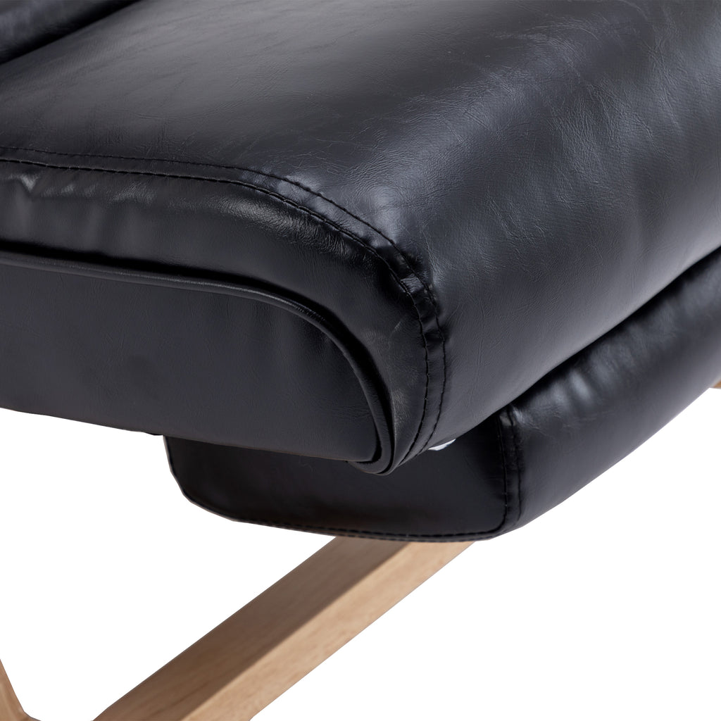Black PU Upholstered Rocking Chair with Retractable Footrest G16996