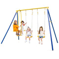440 lbs Heavy Duty Metal Swing Set with Swing, Glider, Gym Rings L757995