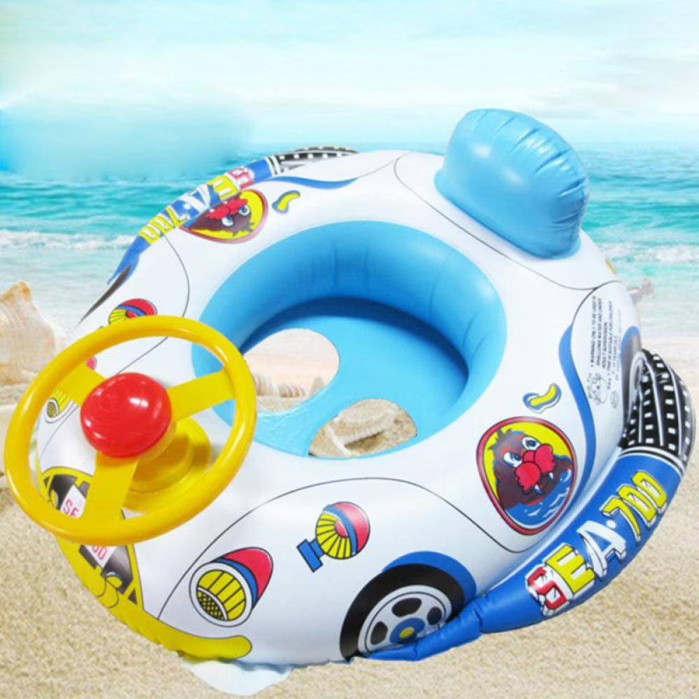 Inflatable Pool Float Ring with Steering Wheel Horn for Kids H538