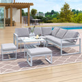 Industrial Style Outdoor Sofa Combination Set with 2 Love Sofa, 1 Single Sofa, 1 Table, 2 Bench T582