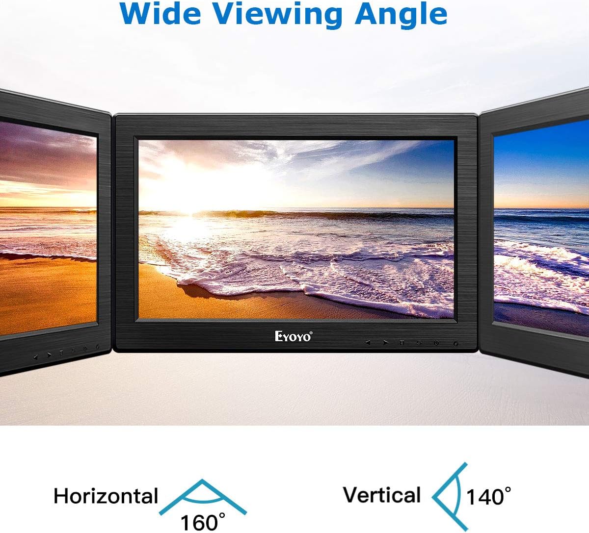 12" TFT LCD Monitor with AV HDMI BNC VGA Input 1366x768 Portable HD Display with Built-in Speaker H33730