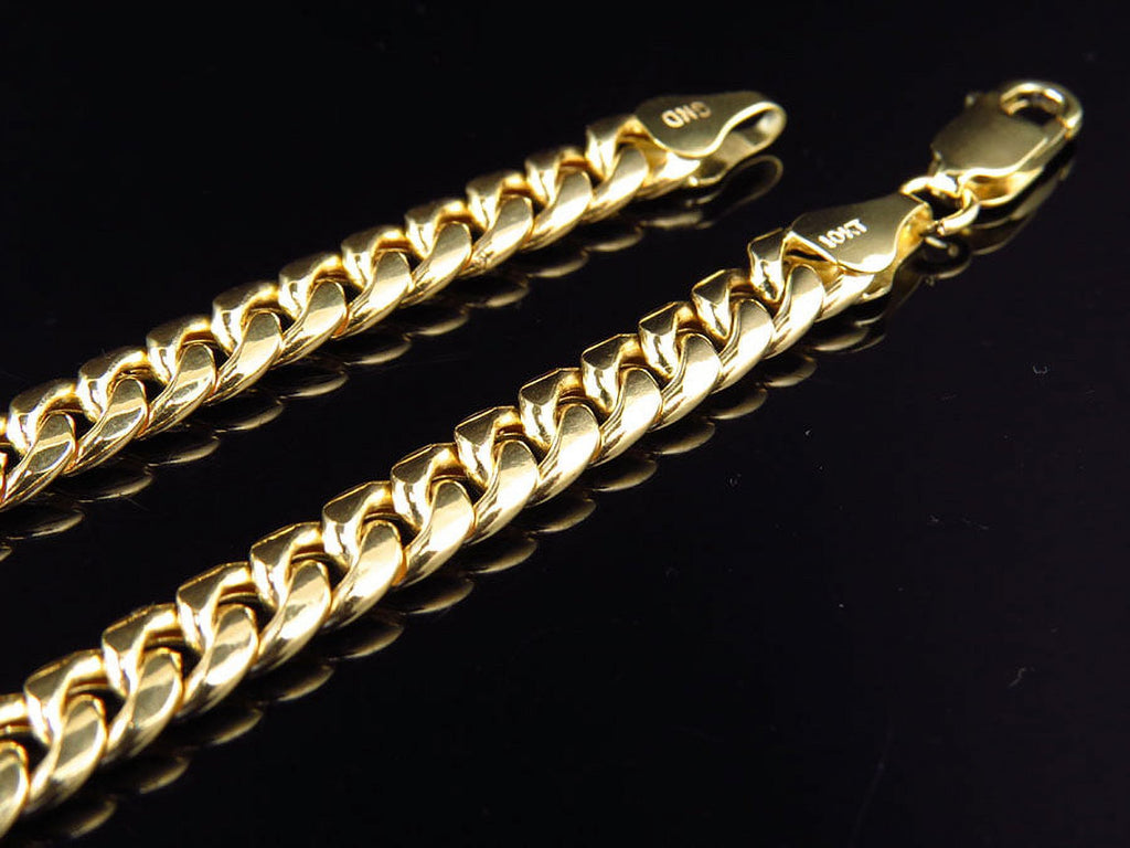 10K Yellow Gold Miami Cuban Link Chain Necklace 24-30" D821