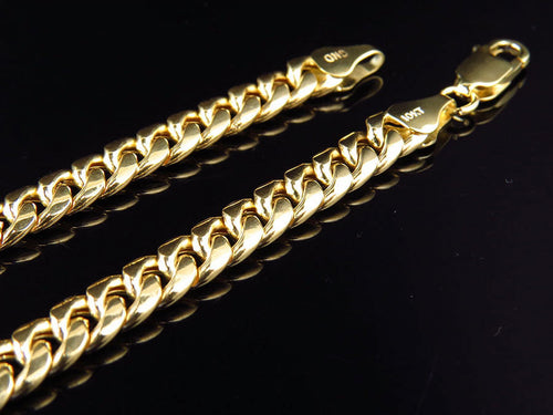 10K Yellow Gold Miami Cuban Link Chain Necklace 24-30" D821