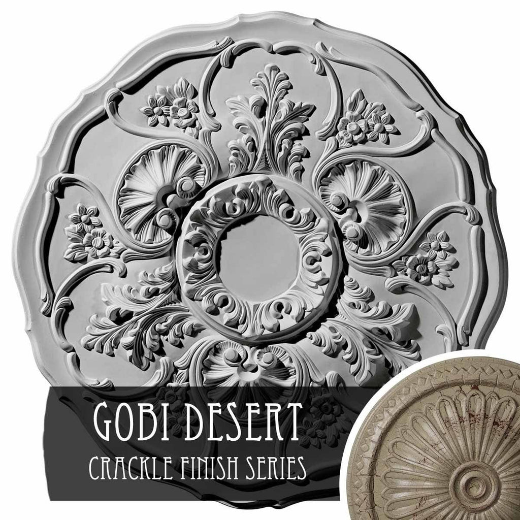 22 1/2x22OD x 1 1/2x22P Ceiling Medallion Hand-Painted Gobi Desert Crackle O204