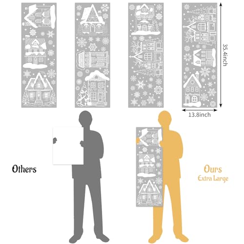 Extra Large Christmas Window Clings 4 Sheets Double-Sided Glass Decals Y589