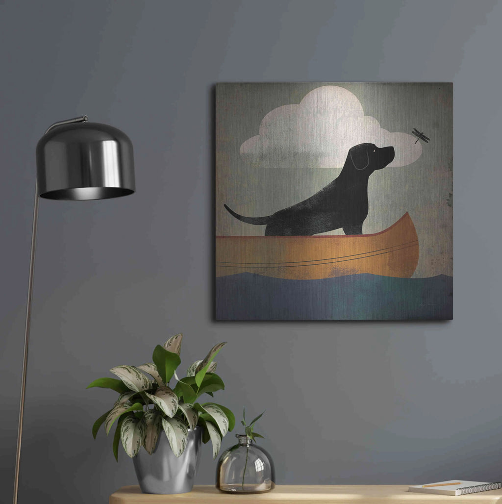 Black Dog Canoe Ride Metal Wall Art, 24"x24" M879711