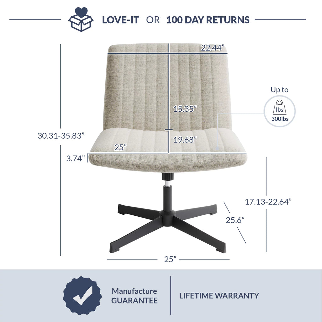 Beige Upholstered Linen Office Chair Y5397