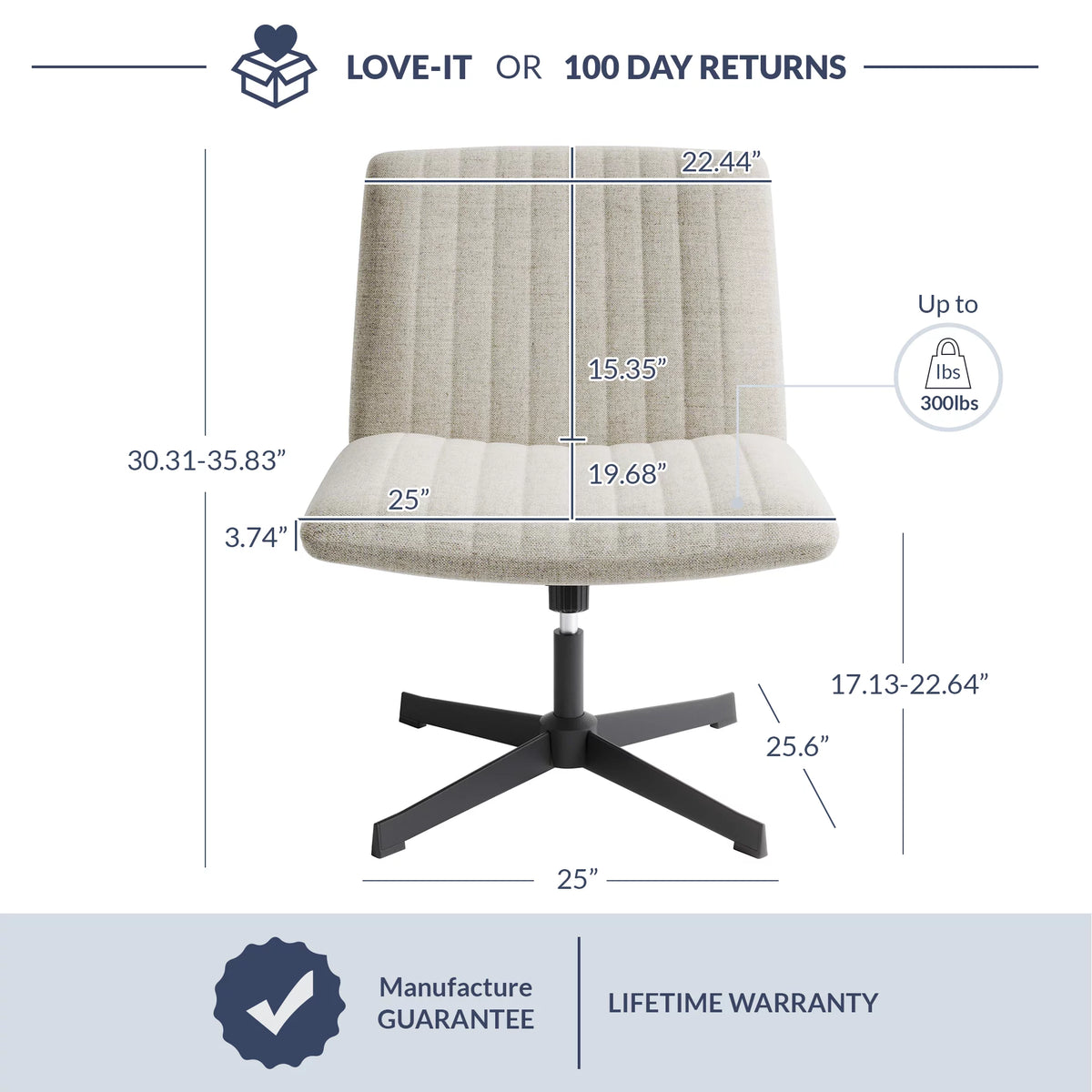 Beige Upholstered Linen Office Chair Y5397