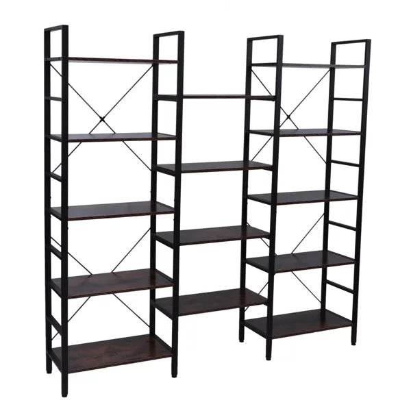 5-Shelf Wood and Metal Bookcase Z1972