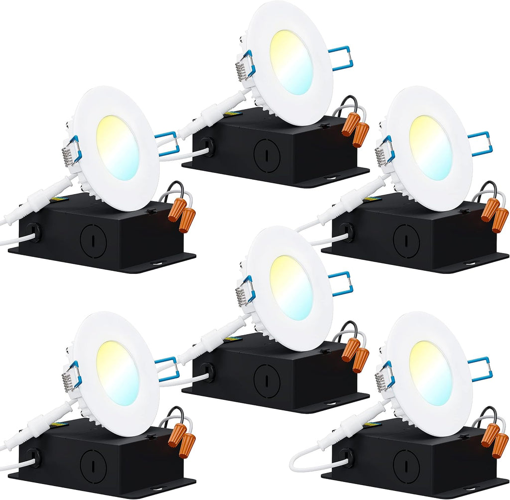 4 Inch Ultra Thin LED Recessed Ceiling Lights, 4000K Cool White, Dimmable 10W, 650 LM, 6 Pack X5918