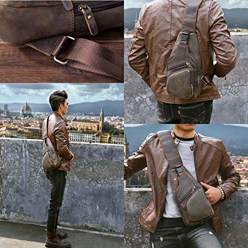 Men Casual Crossbody Chest Sling Bag Leather E144049