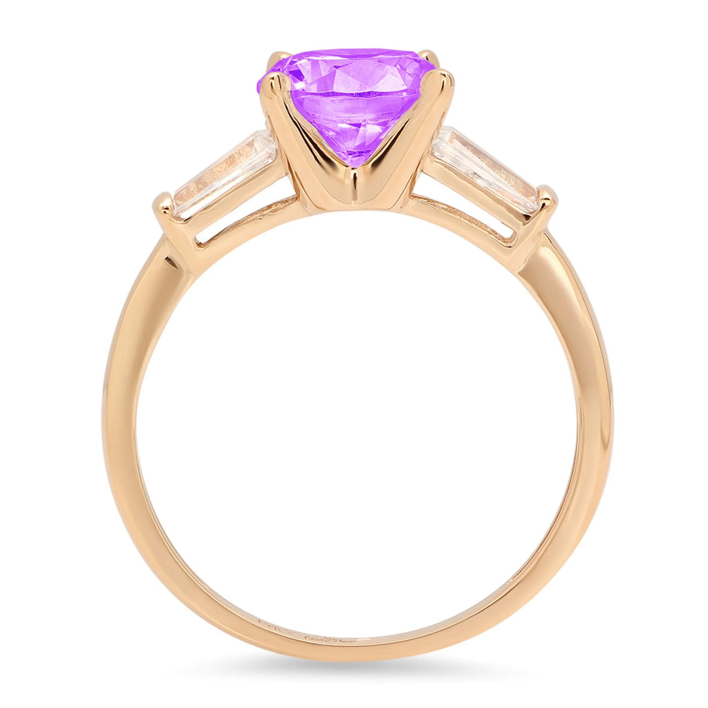 18k Yellow Gold Amethyst Three-Stone Ring L334289